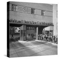 Bethlehem Steel, Reopening after Strike, Showing Workers Leaving, Clock on Wall Says 4 O'Clock-Bernard Hoffman-Stretched Canvas