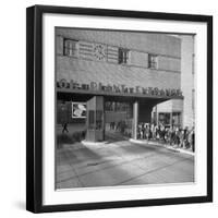 Bethlehem Steel, Reopening after Strike, Showing Workers Leaving, Clock on Wall Says 4 O'Clock-Bernard Hoffman-Framed Photographic Print