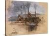 Bethlehem Steel Works in May 1881, Watercolor Painting by Joseph Pennell-null-Stretched Canvas