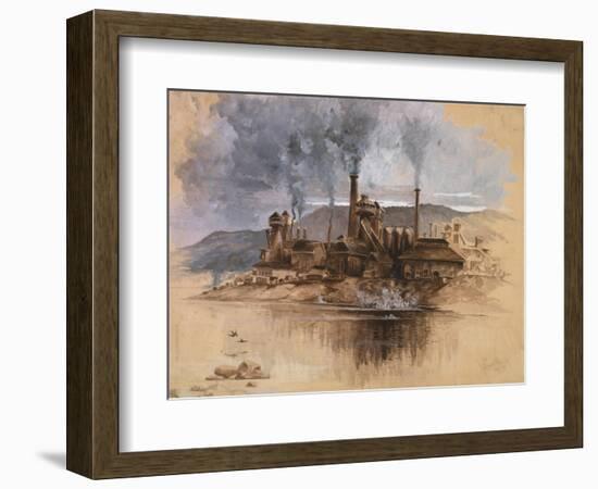 Bethlehem Steel Works in May 1881, Watercolor Painting by Joseph Pennell-null-Framed Art Print