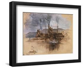 Bethlehem Steel Works in May 1881, Watercolor Painting by Joseph Pennell-null-Framed Art Print