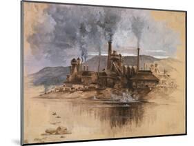 Bethlehem Steel Works in May 1881, Watercolor Painting by Joseph Pennell-null-Mounted Art Print