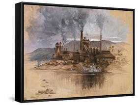 Bethlehem Steel Works in May 1881, Watercolor Painting by Joseph Pennell-null-Framed Stretched Canvas