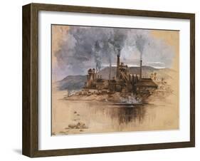 Bethlehem Steel Works in May 1881, Watercolor Painting by Joseph Pennell-null-Framed Art Print