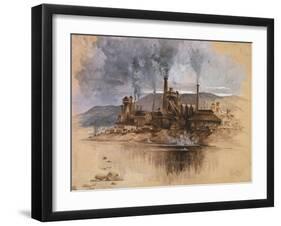 Bethlehem Steel Works in May 1881, Watercolor Painting by Joseph Pennell-null-Framed Art Print