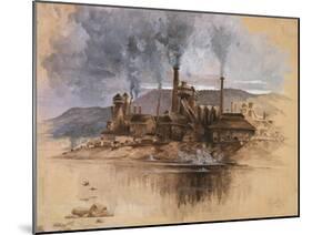 Bethlehem Steel Works in May 1881, Watercolor Painting by Joseph Pennell-null-Mounted Art Print