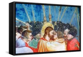 Betrayal of Christ-Giotto di Bondone-Framed Stretched Canvas