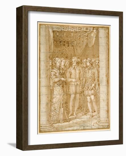 Betrothal of Ottaviano Farnese to Margaret of Parma, in the Presence of Henri II of France-Federico Zuccaro-Framed Giclee Print