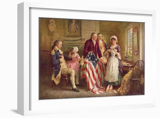 Betsy Ross, 1777-Jean Leon Gerome Ferris-Framed Art Print