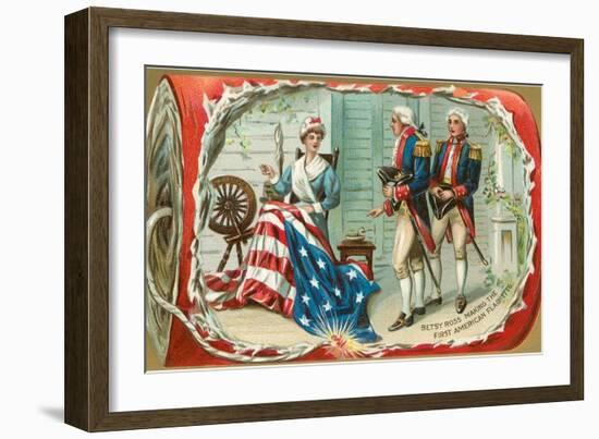 Betsy Ross Sewing Flag-null-Framed Art Print