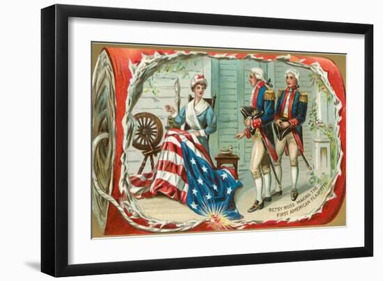 Betsy Ross Sewing Flag-null-Framed Art Print