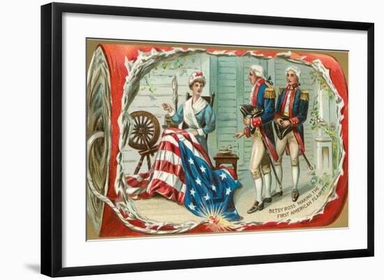 Betsy Ross Sewing Flag-null-Framed Art Print