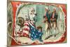 Betsy Ross Sewing Flag-null-Mounted Art Print