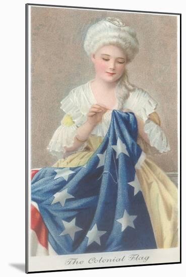 Betsy Ross Sewing Flag-null-Mounted Art Print