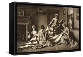 Betsy Ross Sewing the First United States Flag-null-Framed Stretched Canvas