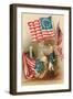 Betsy Ross with First Flag-null-Framed Art Print