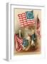 Betsy Ross with First Flag-null-Framed Art Print