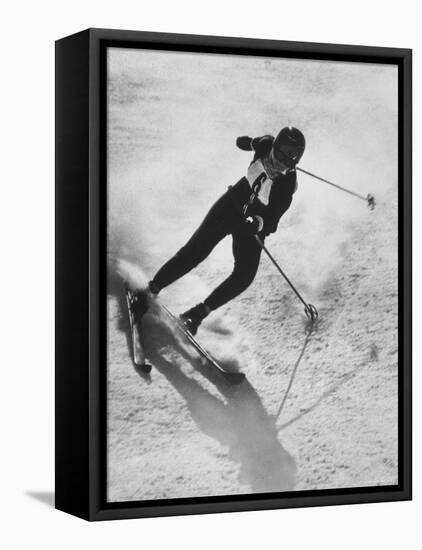 Betsy Snite During Winter Olympics-Ralph Crane-Framed Stretched Canvas
