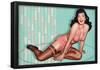 Bettie Page Aquamarine Pin-Up-null-Framed Poster
