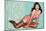 Bettie Page Aquamarine Pin-Up-null-Mounted Poster