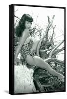 Bettie Page Beach Bettie Pin-Up by Retro-A-Go-Go Poster-null-Framed Stretched Canvas