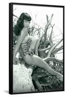 Bettie Page Beach Bettie Pin-Up by Retro-A-Go-Go Poster-null-Framed Poster