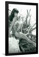 Bettie Page Beach Bettie Pin-Up by Retro-A-Go-Go Poster-null-Framed Poster