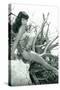 Bettie Page Beach Bettie Pin-Up by Retro-A-Go-Go Poster-null-Stretched Canvas