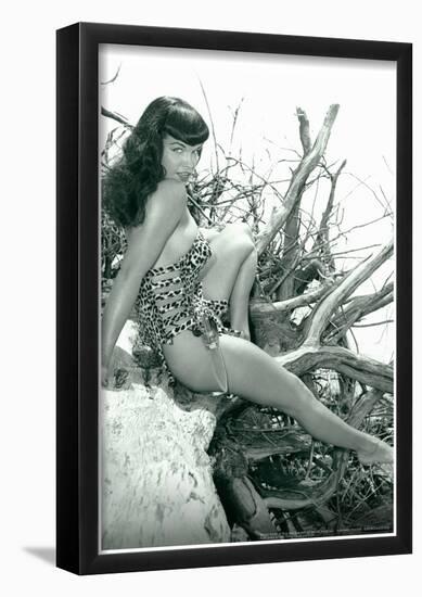 Bettie Page Beach Bettie Pin-Up-null-Framed Poster