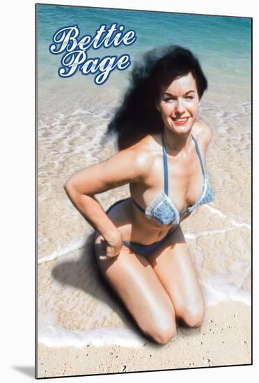 Bettie Page- Bikini & Tropical Beach-null-Mounted Poster