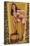 Bettie Page Golden Leopard Pin-Up by Retro-A-Go-Go Poster-null-Stretched Canvas