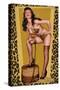 Bettie Page Golden Leopard Pin-Up by Retro-A-Go-Go Poster-null-Stretched Canvas