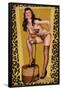 Bettie Page Golden Leopard Pin-Up by Retro-A-Go-Go Poster-null-Framed Poster