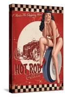 Bettie Page Hot Rod by Retro-A-Go-Go Poster-null-Stretched Canvas