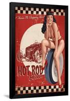 Bettie Page Hot Rod by Retro-A-Go-Go Poster-null-Framed Poster