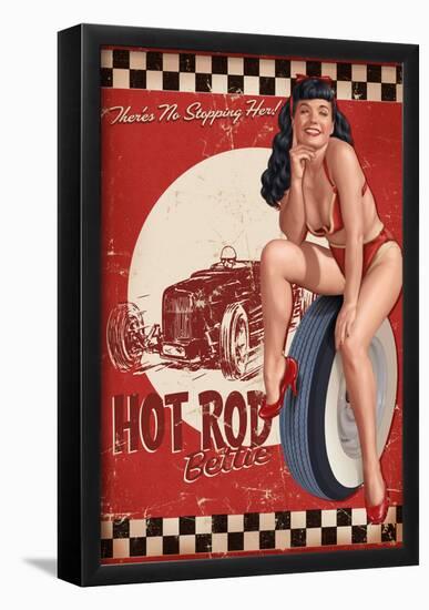 Bettie Page Hot Rod-null-Framed Poster