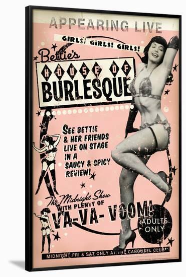 Bettie Page House of Burlesque by Retro-A-Go-Go Poster-null-Framed Poster