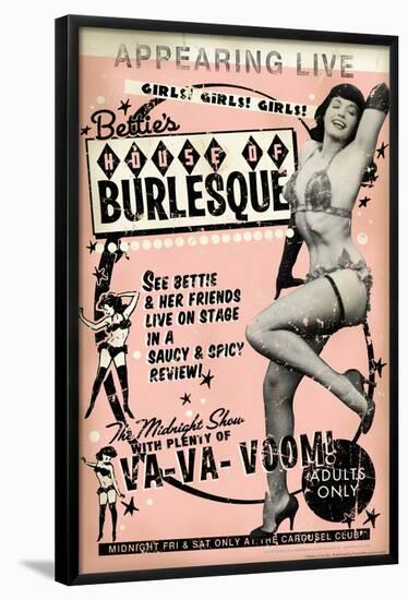 Bettie Page House of Burlesque by Retro-A-Go-Go Poster-null-Framed Poster