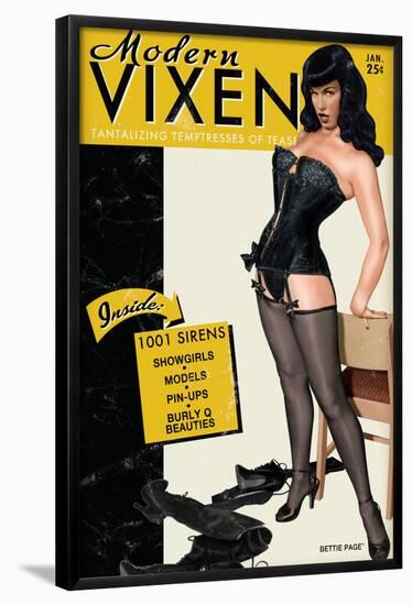 Bettie Page Modern Vixen Pin-Up by Retro-A-Go-Go Poster-null-Framed Poster