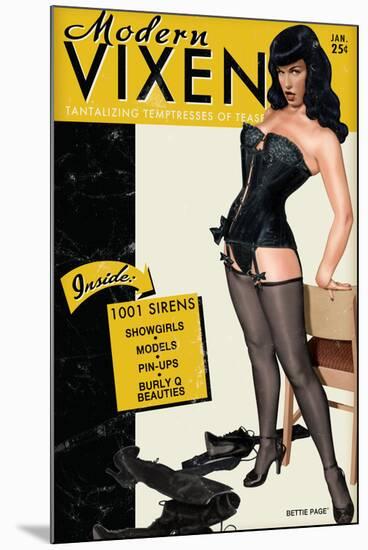Bettie Page Modern Vixen Pin-Up by Retro-A-Go-Go Poster-null-Mounted Poster