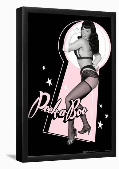 Bettie Page Peek-A-Boo Pin-Up-null-Framed Poster