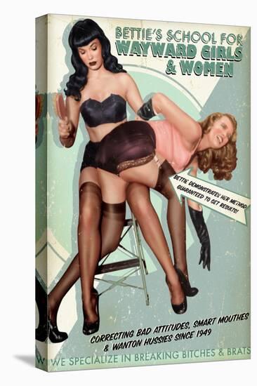 Bettie Page School For Wayward Girls by Retro-A-Go-Go Poster-null-Stretched Canvas