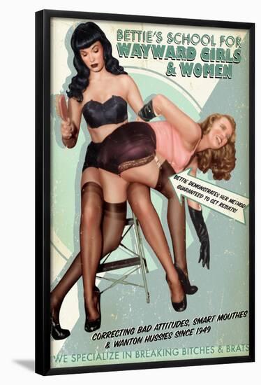 Bettie Page School For Wayward Girls by Retro-A-Go-Go Poster-null-Framed Poster