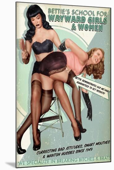 Bettie Page School For Wayward Girls by Retro-A-Go-Go Poster-null-Mounted Poster