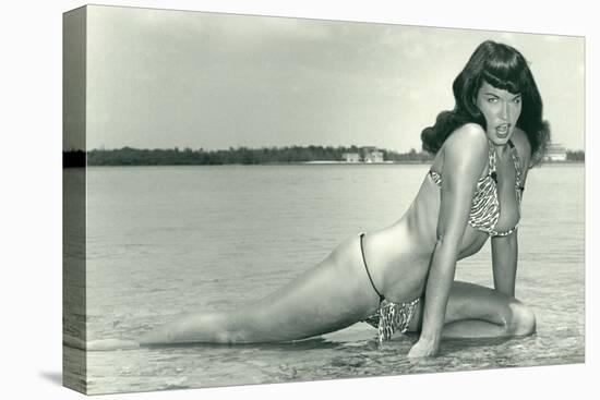 Bettie Page Summer Sun Bettie Pin-Up by Retro-A-Go-Go Poster-null-Stretched Canvas