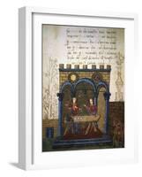 Betting on the Game of Dice, Miniature from the Treatise on Arithmetic-Filippo Carcano-Framed Giclee Print