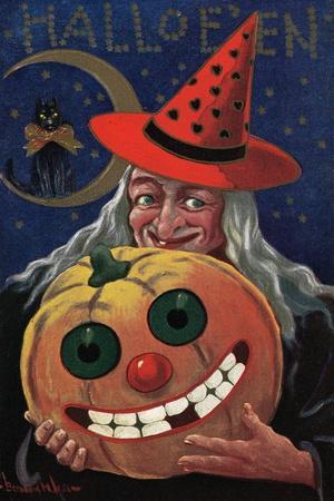 Witch Holding a Pumpkin