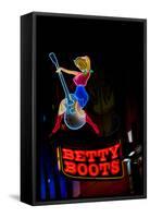 Betty Boots Neon Sign, Lower Broadway, Nashville, Tennessee-null-Framed Stretched Canvas