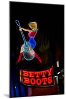 Betty Boots Neon Sign, Lower Broadway, Nashville, Tennessee-null-Mounted Photographic Print