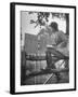 Betty Jane Baldwin Sitting on Fence and Looking at Official Board at Warrenton Horse Show-Martha Holmes-Framed Photographic Print